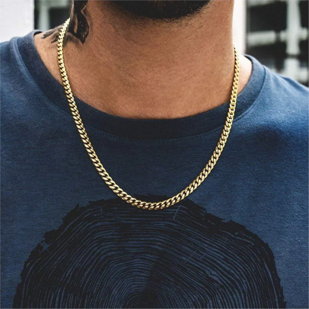 Width 5/7/9MM Hiphop Cuban Link Stainless Steel Chains Necklace for Men Basic Simple Rapper's Choker Fashion Jewelry Accessories thumbnail 4