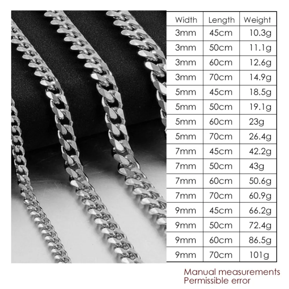 Width 5/7/9MM Hiphop Cuban Link Stainless Steel Chains Necklace for Men Basic Simple Rapper's Choker Fashion Jewelry Accessories thumbnail 6