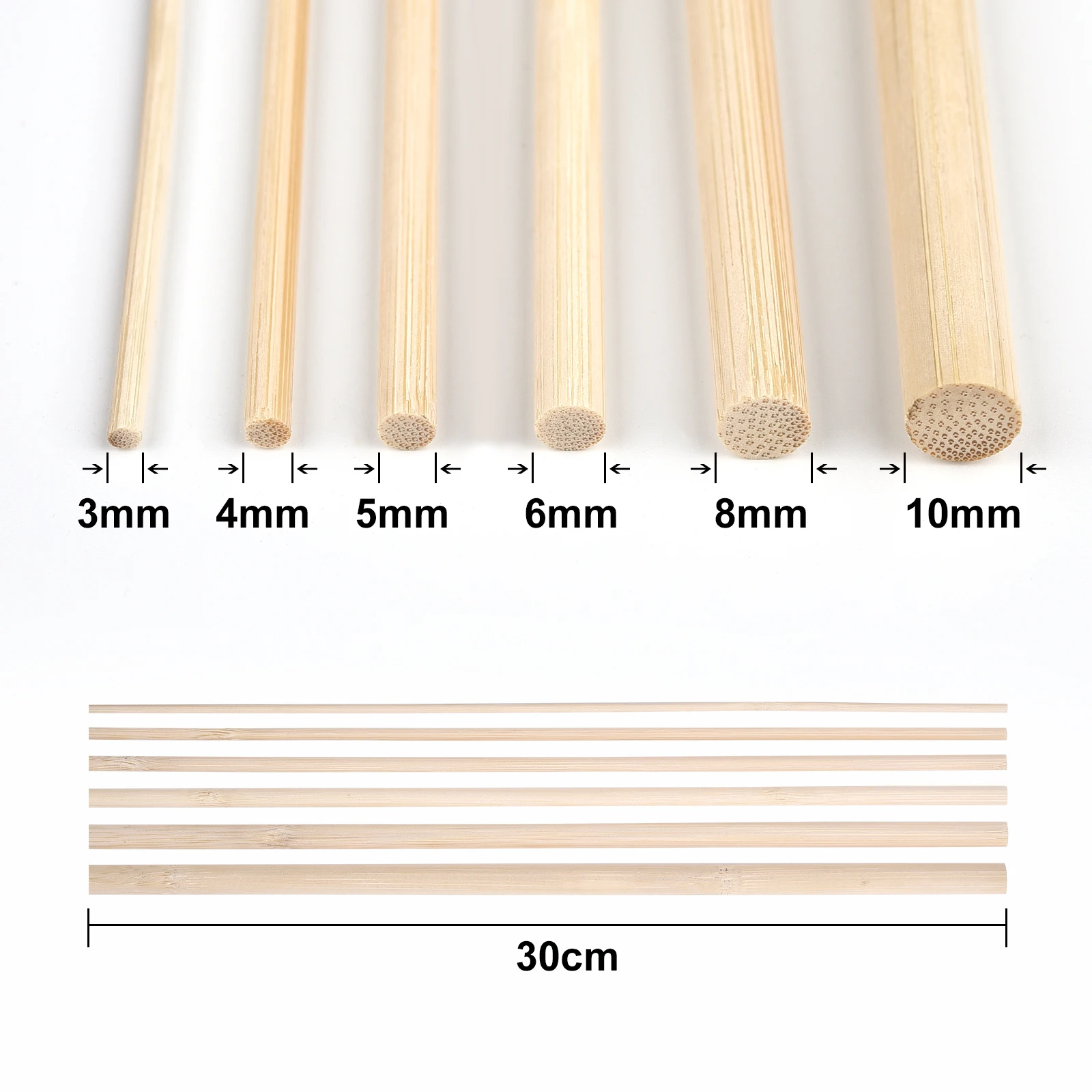 20-50pcs 30cm Round Wooden Bamboo Sticks DIY Handmade Craft Making Building Model Woodworking Supplies Tools Rattan Sticks thumbnail 3