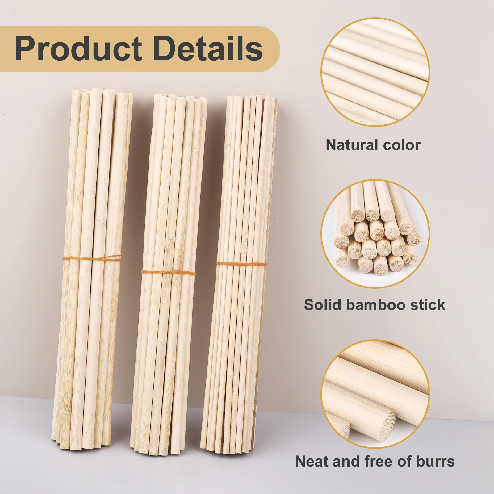 20-50pcs 30cm Round Wooden Bamboo Sticks DIY Handmade Craft Making Building Model Woodworking Supplies Tools Rattan Sticks thumbnail 2