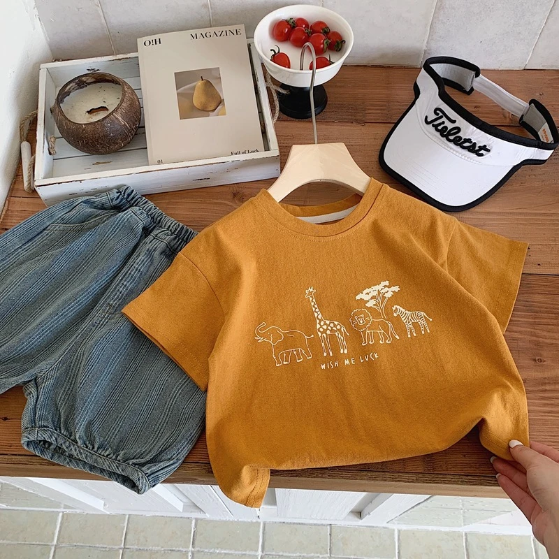 1 2 3 4 5years Kids Clothing Summer T-shirt Tops O-neck Casual Loose Baby Girl Boy Short Sleeve Tees Children's Clothes Tshirts thumbnail 2