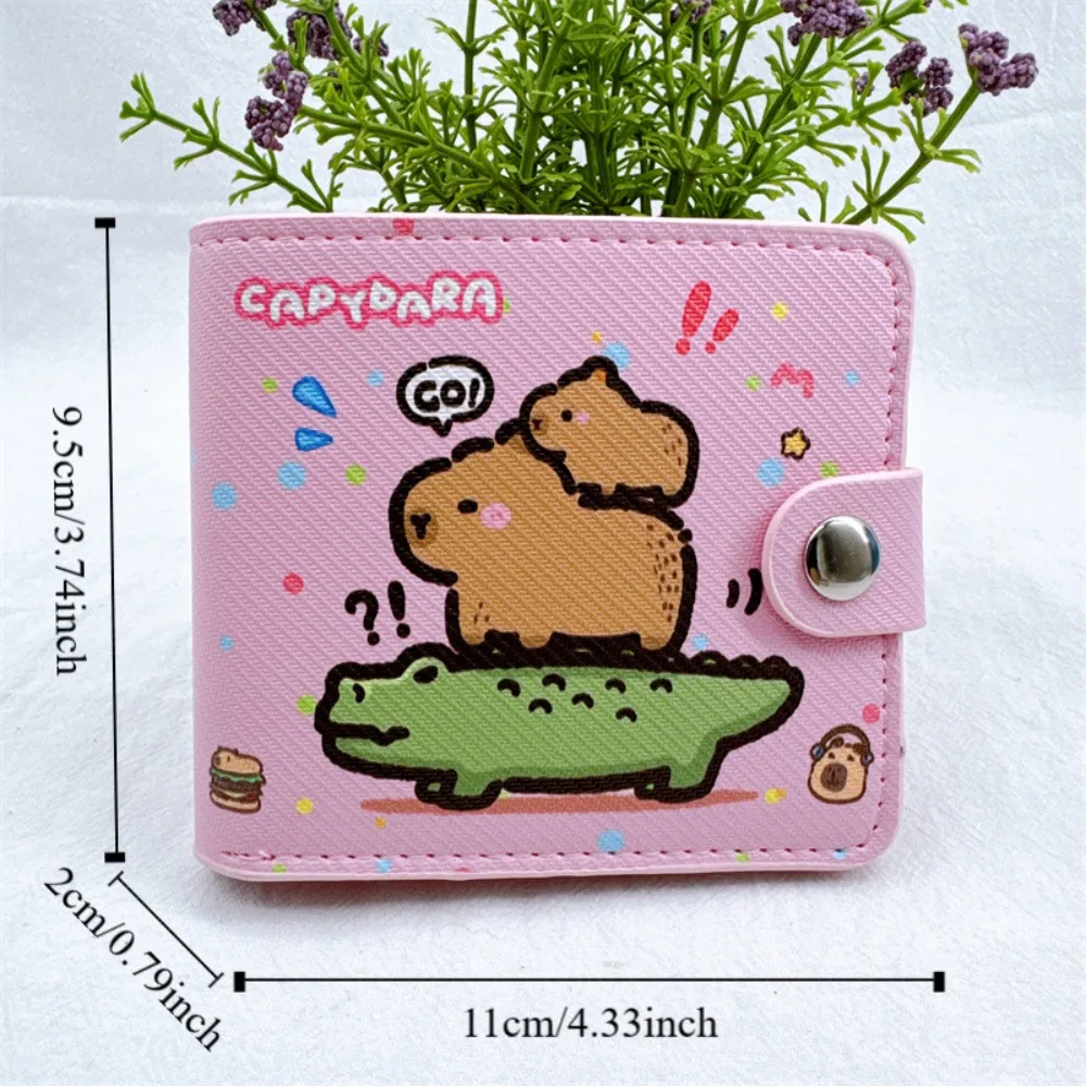 Cartoon Capybara Wallet Short Money Bag Foldable Cute Coin Purse PU Leather Mini Purse Card Holder With Buttons thumbnail 6