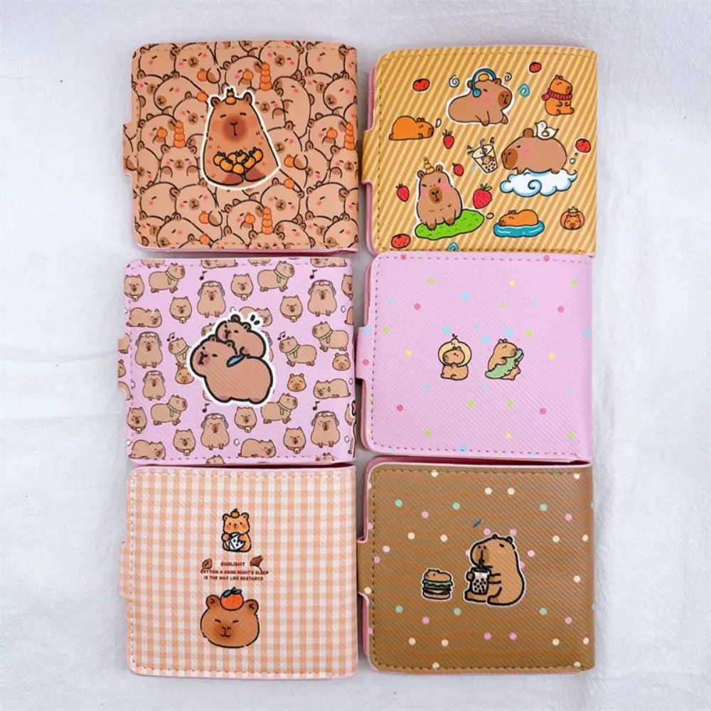 Cartoon Capybara Wallet Short Money Bag Foldable Cute Coin Purse PU Leather Mini Purse Card Holder With Buttons thumbnail 3