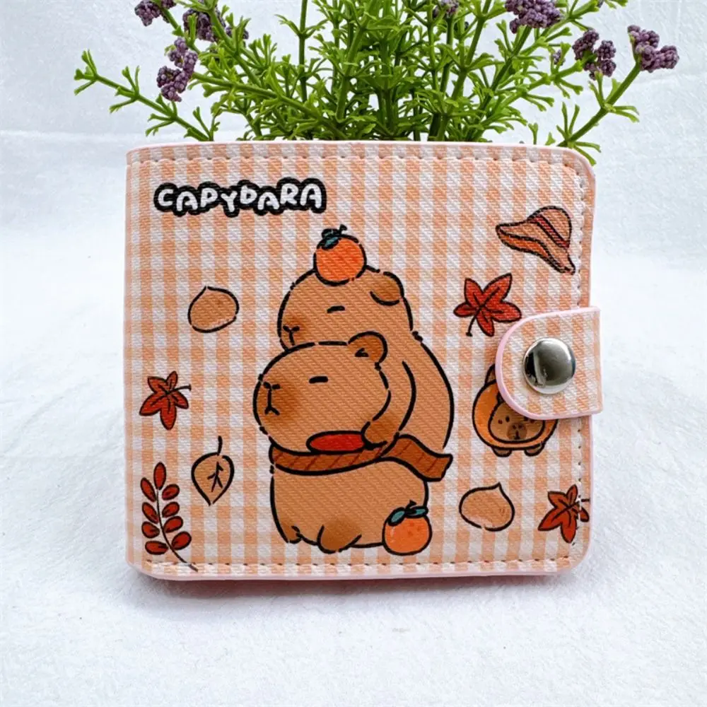 Cartoon Capybara Wallet Short Money Bag Foldable Cute Coin Purse PU Leather Mini Purse Card Holder With Buttons thumbnail 5