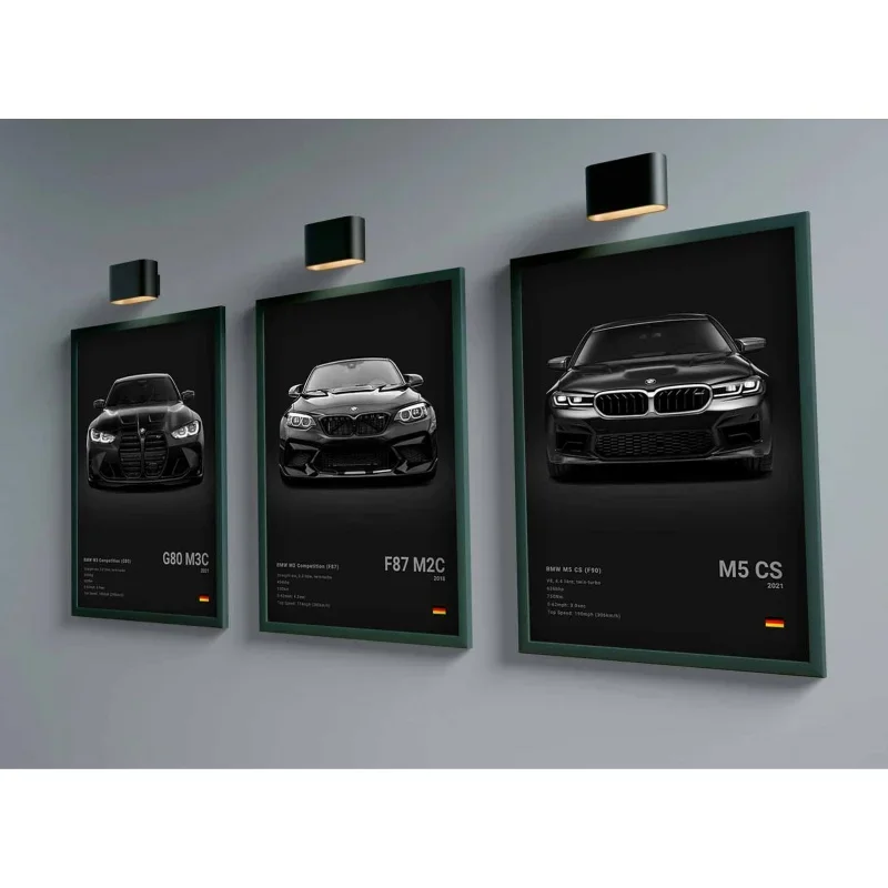 Pop Black And White Poster Wall Art Luxury Supercar F80 M3 M140 GTR HD Oil On Canvas Print Home Living Room Bedroom Decor Gift thumbnail 5
