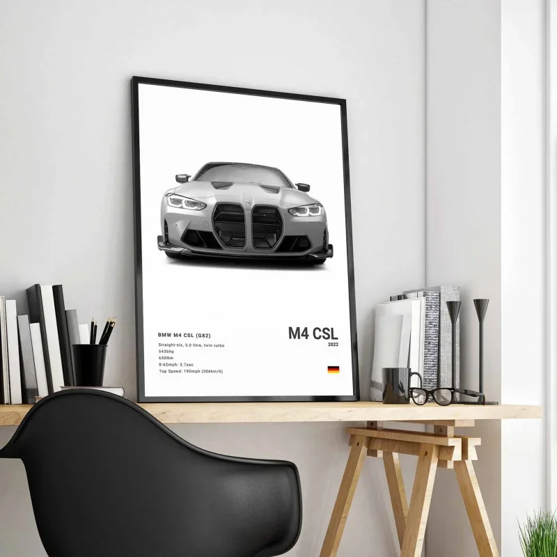 Pop Black And White Poster Wall Art Luxury Supercar F80 M3 M140 GTR HD Oil On Canvas Print Home Living Room Bedroom Decor Gift thumbnail 4