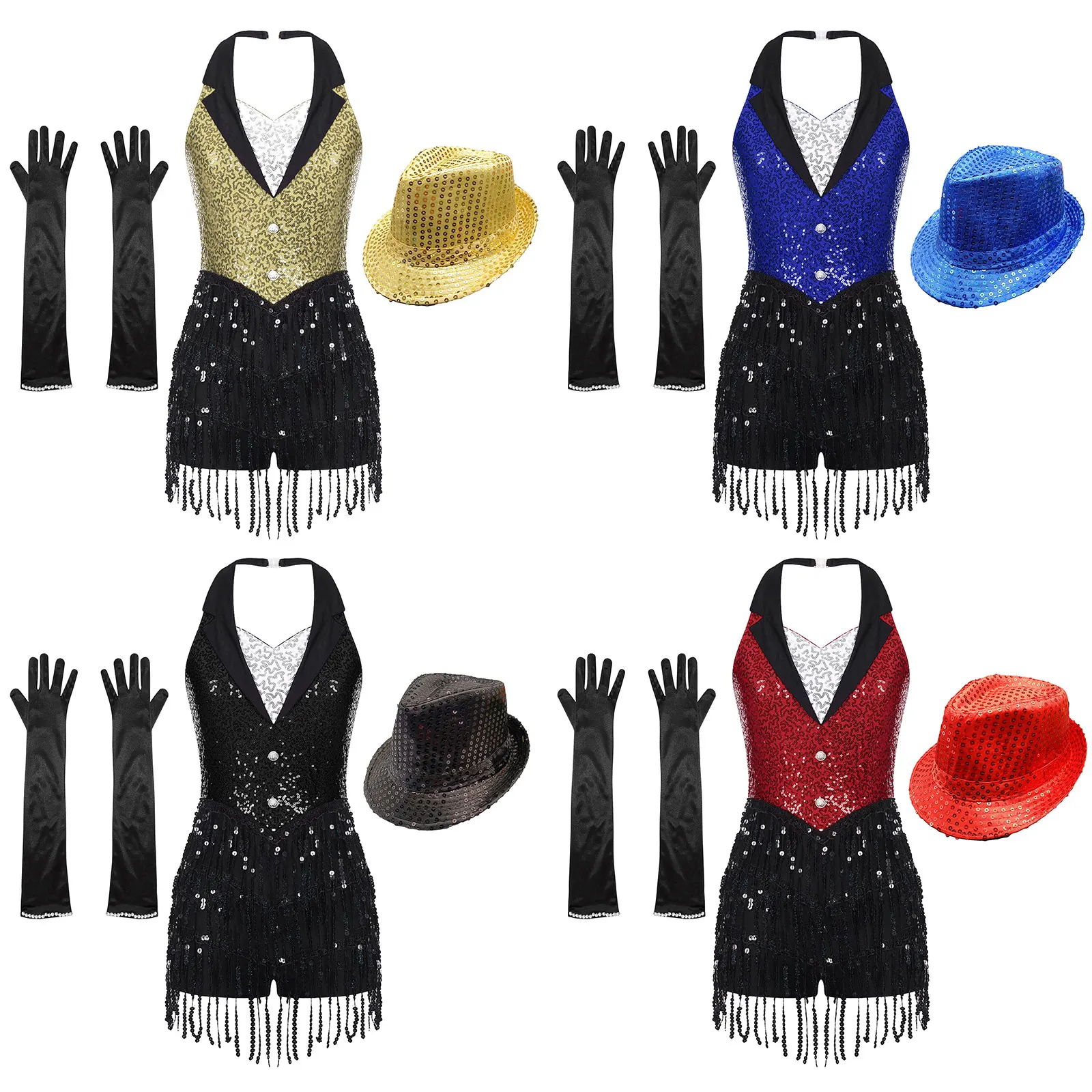 Women Modern Dance Dress Performance Costume Shiny Sequins Sleeveless Latin Jazz Tango Salsa Dance Leotard Bodysuit Dress Outfit thumbnail 6