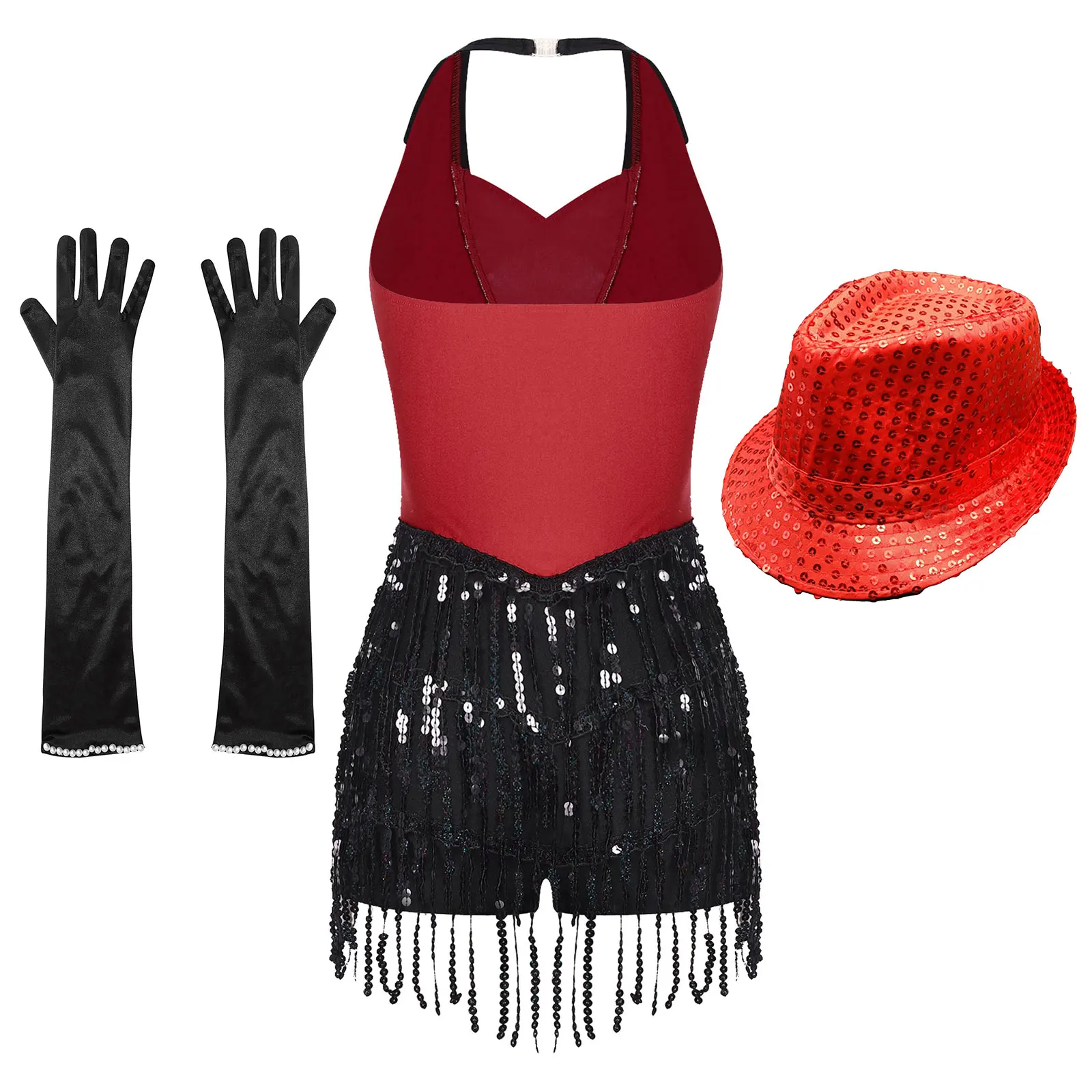 Women Modern Dance Dress Performance Costume Shiny Sequins Sleeveless Latin Jazz Tango Salsa Dance Leotard Bodysuit Dress Outfit thumbnail 2
