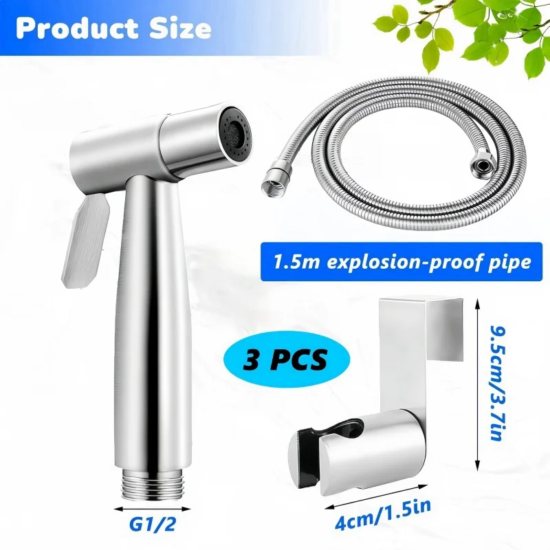 Handheld bidet spray kit with 3-way valve(G1/2 "-3/8")·used for toilet cleaning and personal hygiene thumbnail 5