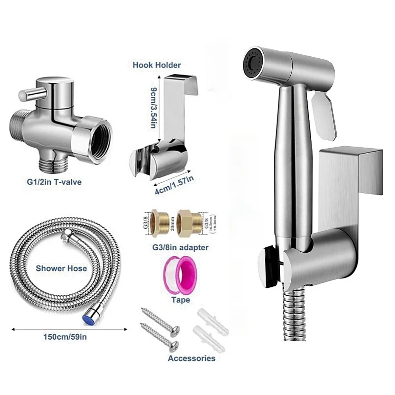 Handheld bidet spray kit with 3-way valve(G1/2 "-3/8")·used for toilet cleaning and personal hygiene thumbnail 3