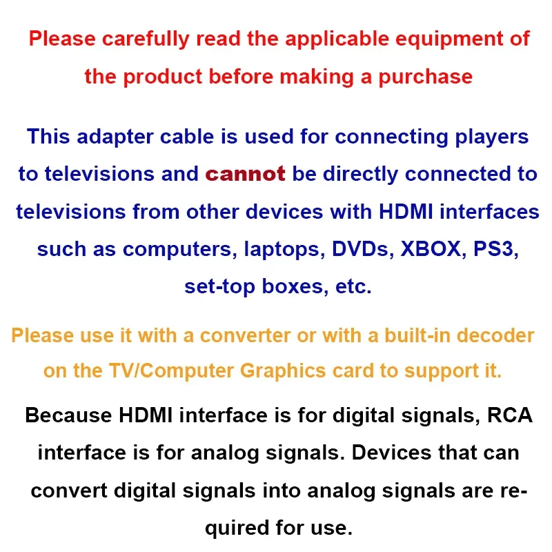 HDMI-compatible to 3RCA Cable 1.5M with HDMI 1.4 to AV Cord HD Audio Video Wire thumbnail 2