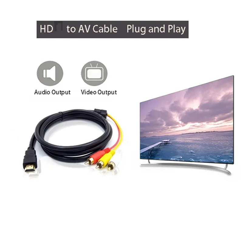 HDMI-compatible to 3RCA Cable 1.5M with HDMI 1.4 to AV Cord HD Audio Video Wire thumbnail 4