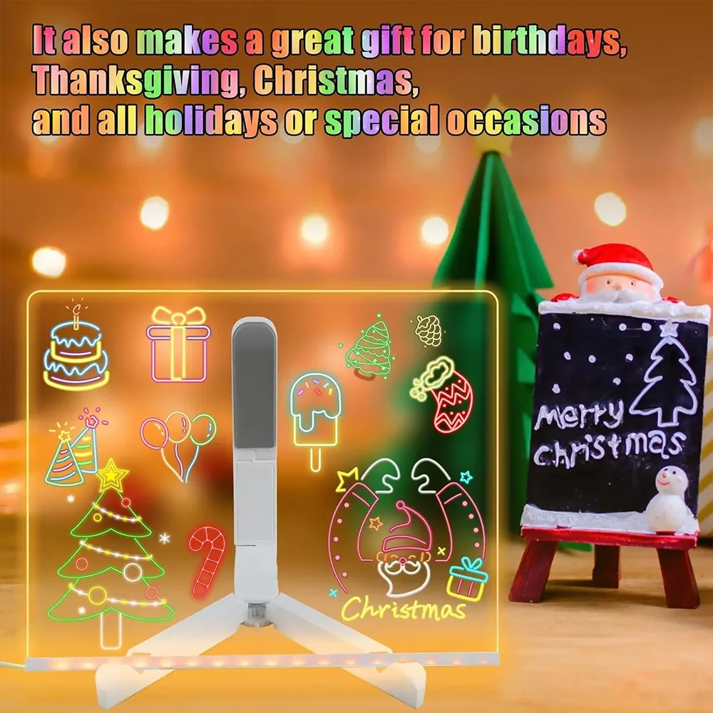 LED Note Board DIY Acrylic Night Light 7 Pens Drawing Board Rechargeable RGB Erasable Painting Drawing Boards Kids Birthday Gift thumbnail 3