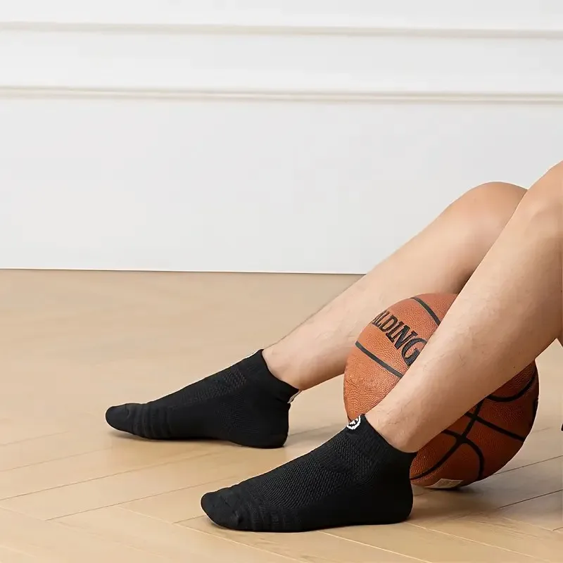 1/6 Pairs Men Basketball Sports Socks Soft Comfortable Sweat Absorbing Breathable Running Shock-Absorbing Anti Slip Low Top Sock thumbnail 3