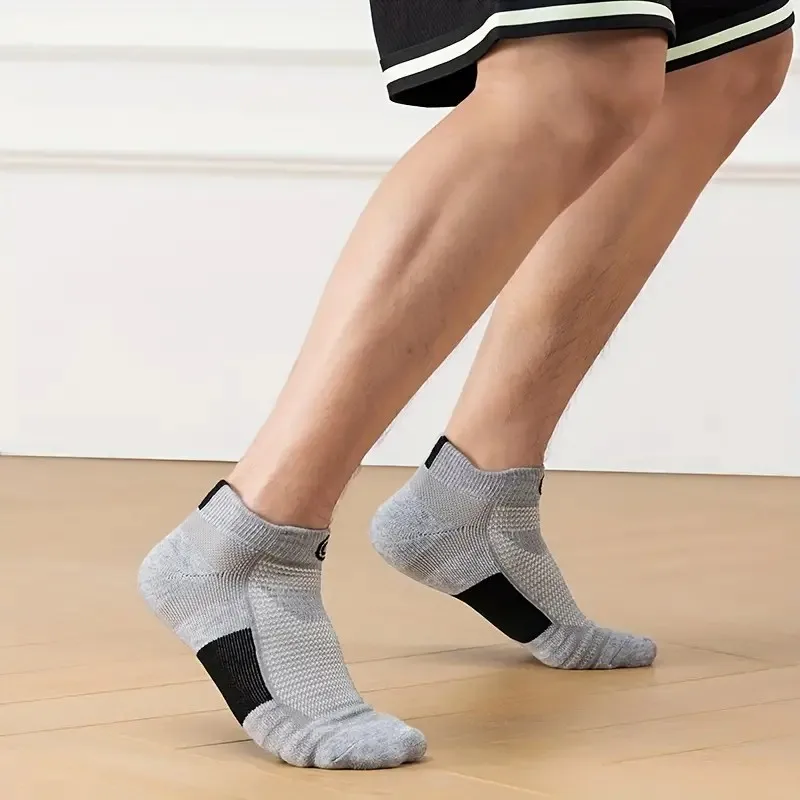 1/6 Pairs Men Basketball Sports Socks Soft Comfortable Sweat Absorbing Breathable Running Shock-Absorbing Anti Slip Low Top Sock thumbnail 4