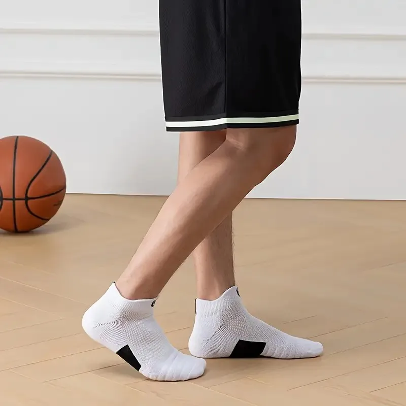 1/6 Pairs Men Basketball Sports Socks Soft Comfortable Sweat Absorbing Breathable Running Shock-Absorbing Anti Slip Low Top Sock thumbnail 6