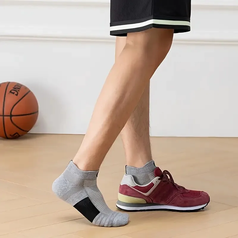1/6 Pairs Men Basketball Sports Socks Soft Comfortable Sweat Absorbing Breathable Running Shock-Absorbing Anti Slip Low Top Sock thumbnail 5