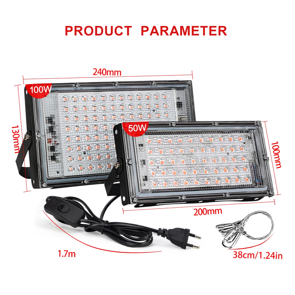 LED Grow Light AC220V 50W 100W 150W Full Spectrum Phyto Lamp For Plant Seeds Hydroponics Greenhouse Home Plants Growth Phytolamp thumbnail 2