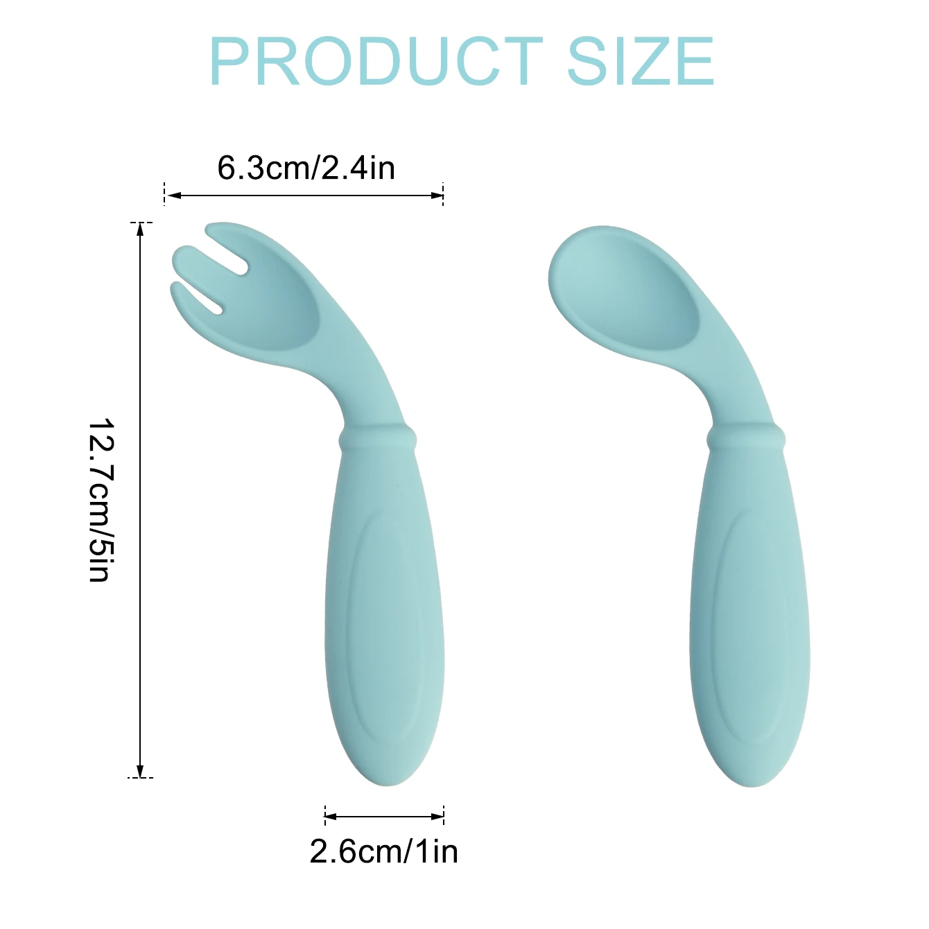 2PCS Silicone Baby Spoon Fork Set BPA Free Self Feeding Training Utensils for 6M+ Toddlers Travel Safe Cutlery Baby Tableware thumbnail 5