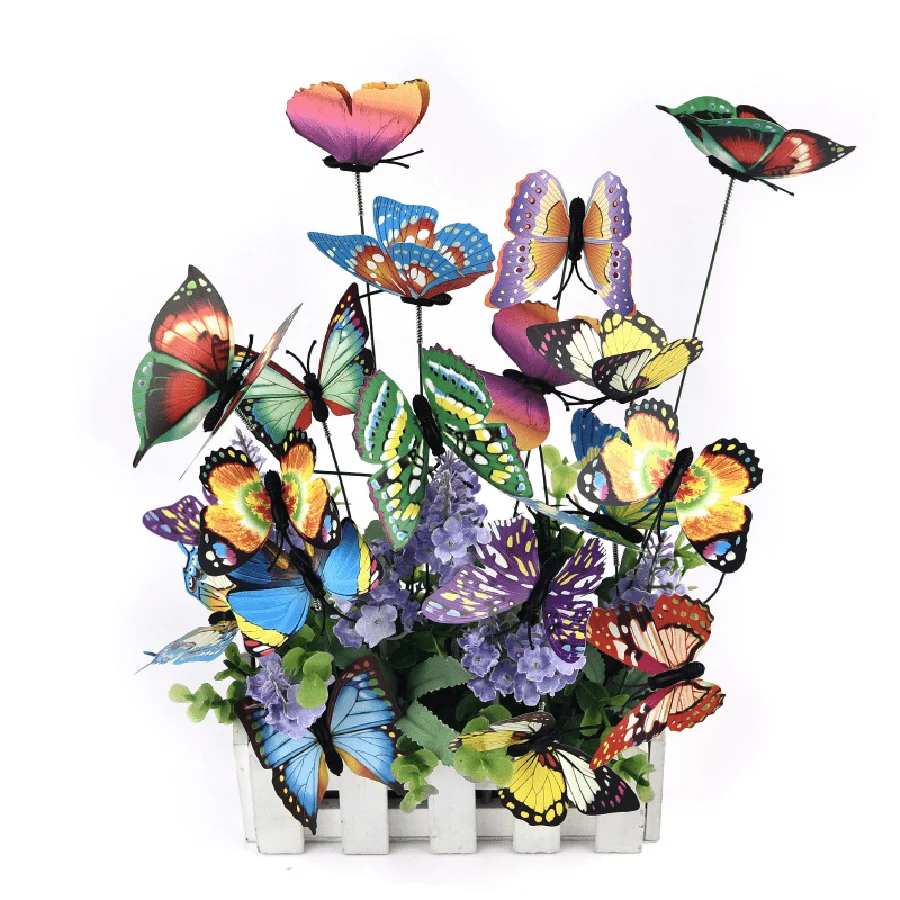 10pcs 3D artificial butterfly indoor flower basket vase outdoor courtyard garden party wreath decoration thumbnail 2