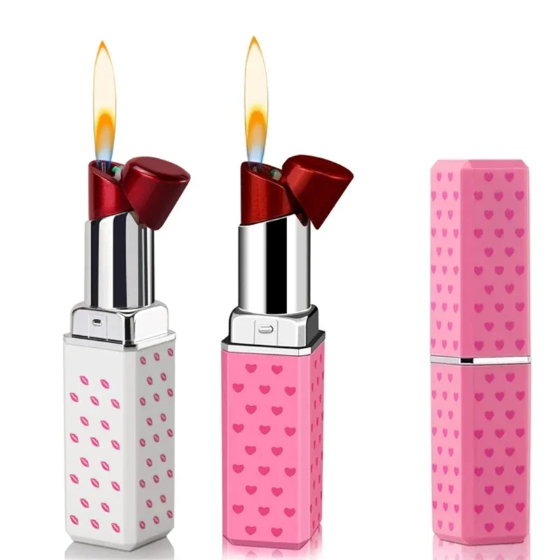 Outdoor Mini Cute Lipstick Inflatable Lighter Windproof Portable Lighter Cigarette Accessories Women's Fashion Smoking Gift thumbnail 2