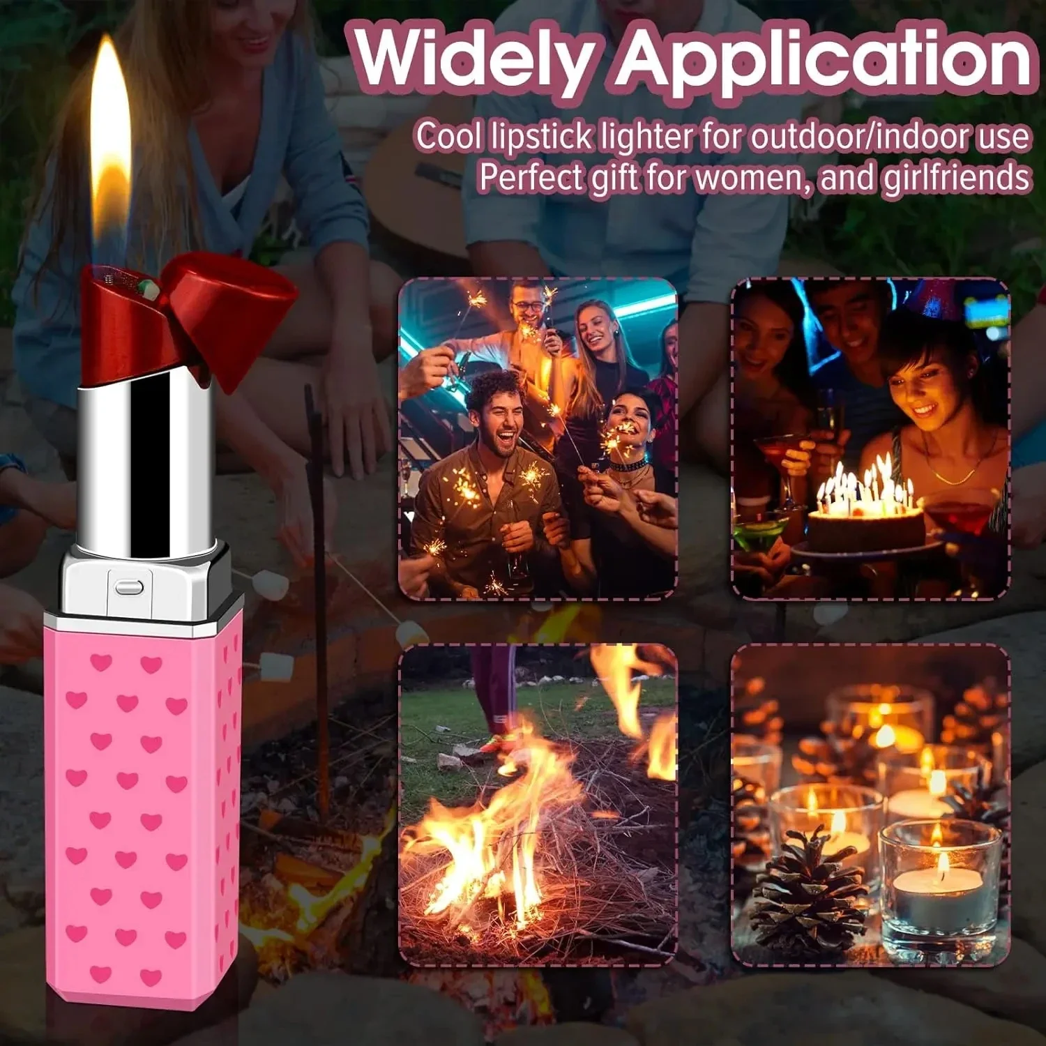 Outdoor Mini Cute Lipstick Inflatable Lighter Windproof Portable Lighter Cigarette Accessories Women's Fashion Smoking Gift thumbnail 5