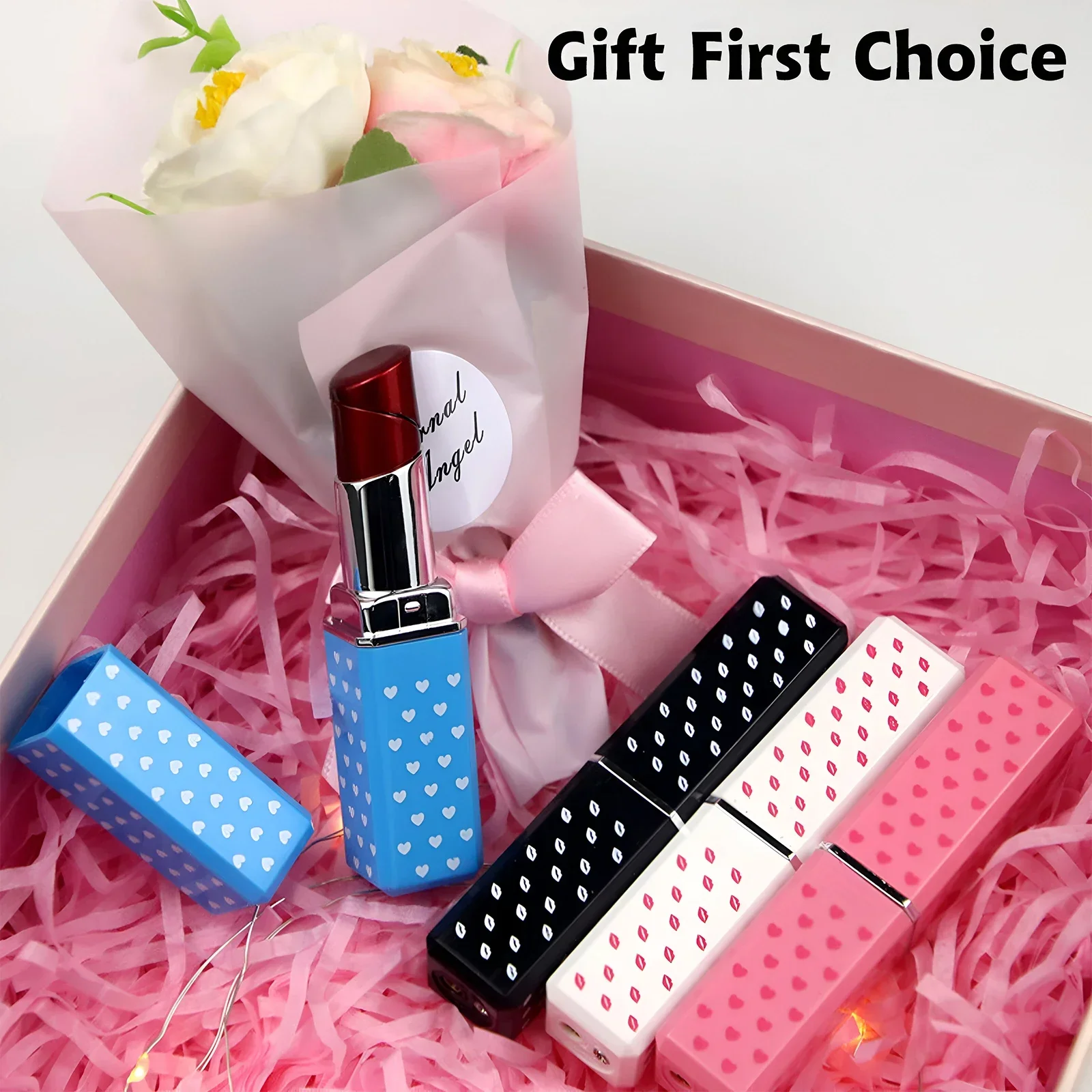 Outdoor Mini Cute Lipstick Inflatable Lighter Windproof Portable Lighter Cigarette Accessories Women's Fashion Smoking Gift thumbnail 3