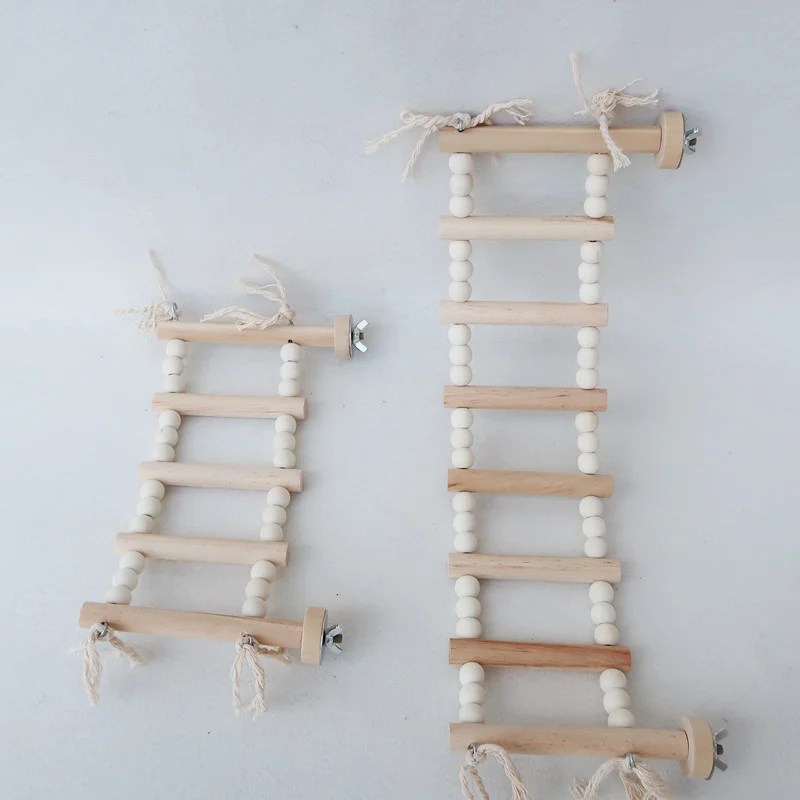 5/8 Steps Wood Ladder Pet Interactive Bird Parrot Toy Ladder for Hamster Cage Funny Grinding Stick Climbing Toy Bird Accessories thumbnail 4