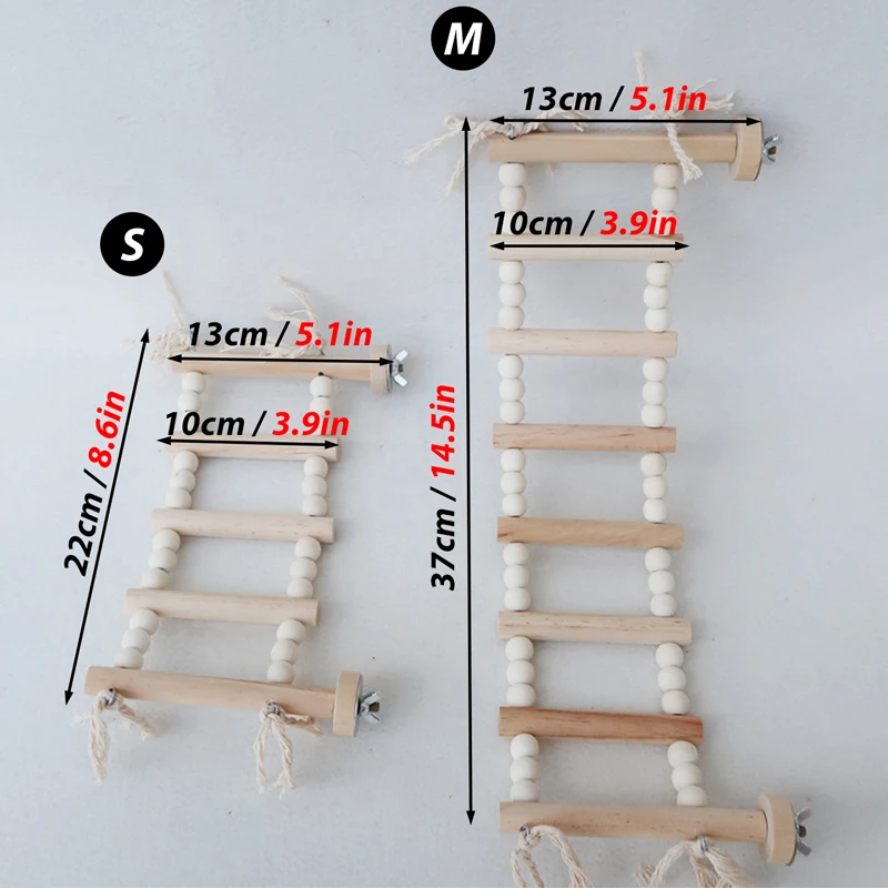 5/8 Steps Wood Ladder Pet Interactive Bird Parrot Toy Ladder for Hamster Cage Funny Grinding Stick Climbing Toy Bird Accessories thumbnail 2