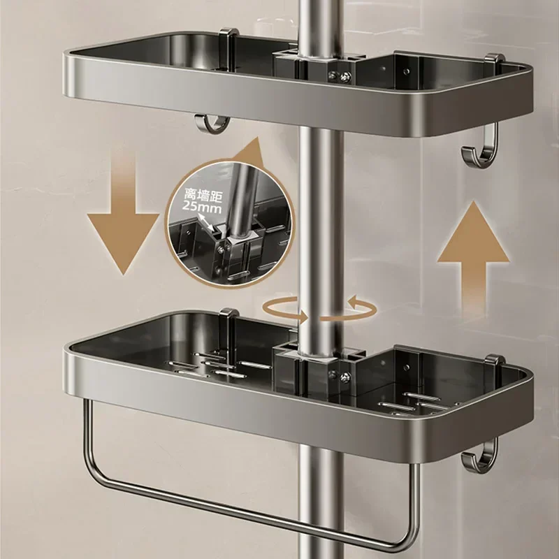 Bathroom Shower Head Holder Wall Mounted No Drilling Required Shampoo Organizer Rack Integrated Design Storage Shelf thumbnail 6