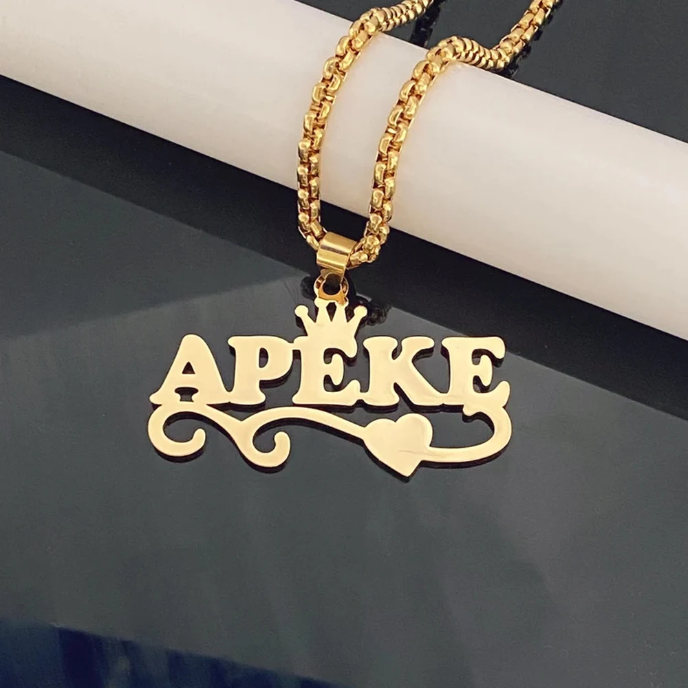 Lemegeton Custom Name Necklace Men Stainless Steel Jewelry Personalized Crown Pendant Customized Punk Thick Chain Party Gifts thumbnail 2