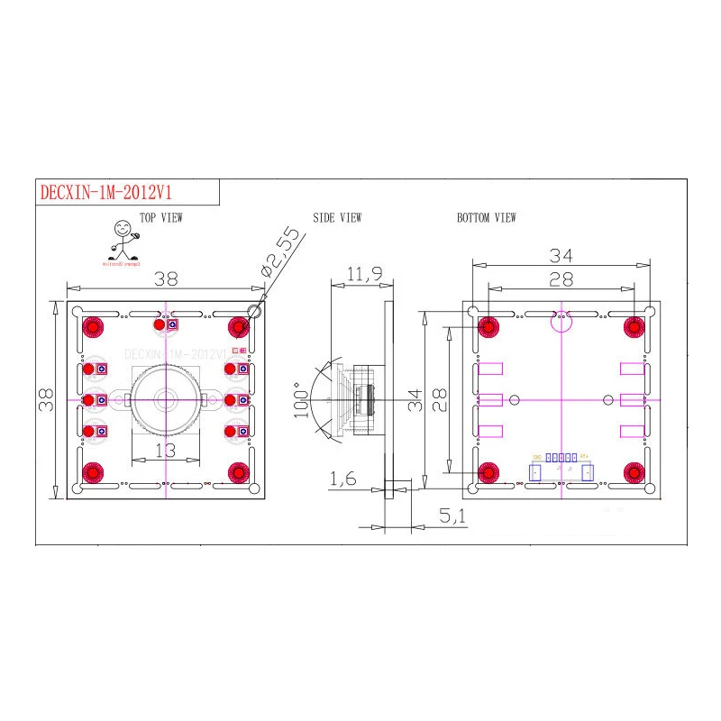 New 100 Degree Camera Module 1MP OV9732 1280x720 USB Free Driver Manual Focus With 2 Meter/3 Meter Cable for WinXP/7/8/10 DIY thumbnail 3
