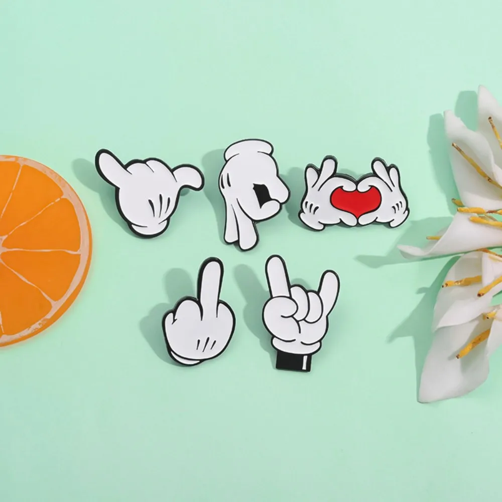 Cartoon Finger Gesture Love You Enamel Pins Creative Metal Decoration Brooch Lapel Badge Clothes Backpack Accessory for Friends thumbnail 5