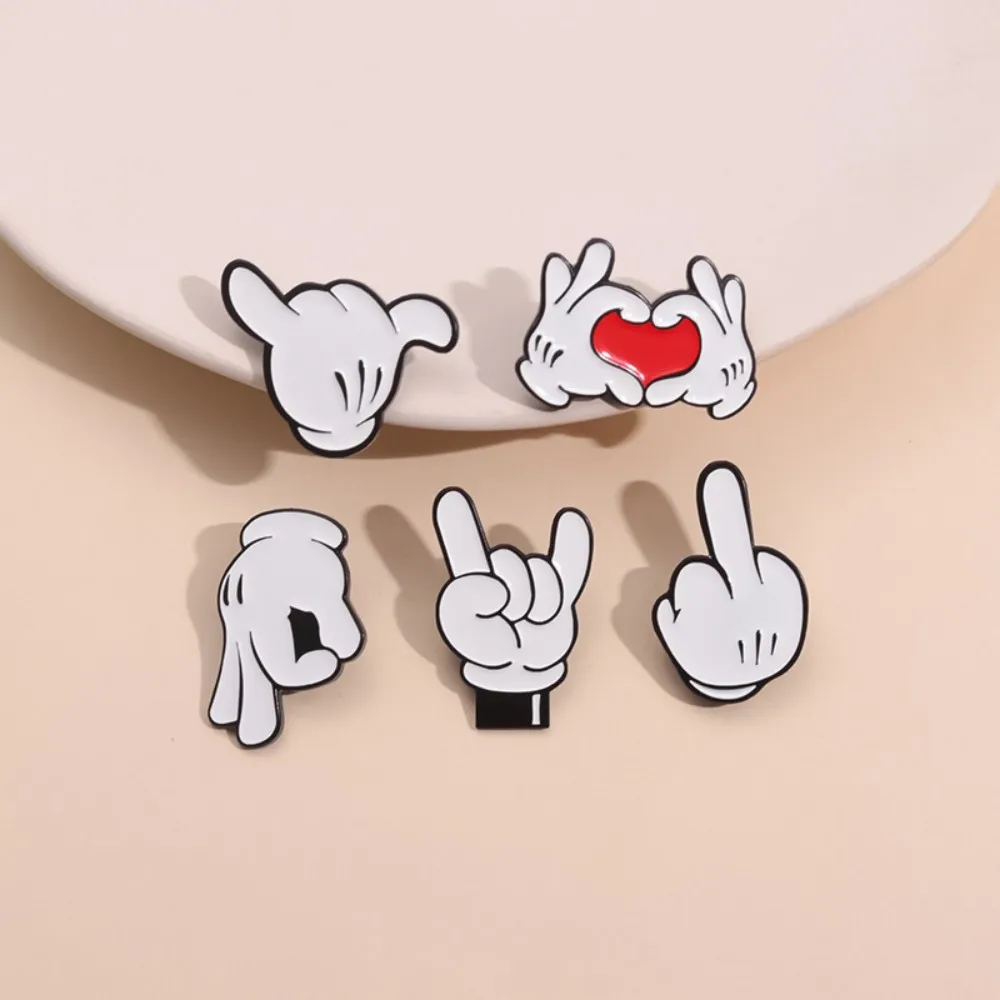 Cartoon Finger Gesture Love You Enamel Pins Creative Metal Decoration Brooch Lapel Badge Clothes Backpack Accessory for Friends thumbnail 2
