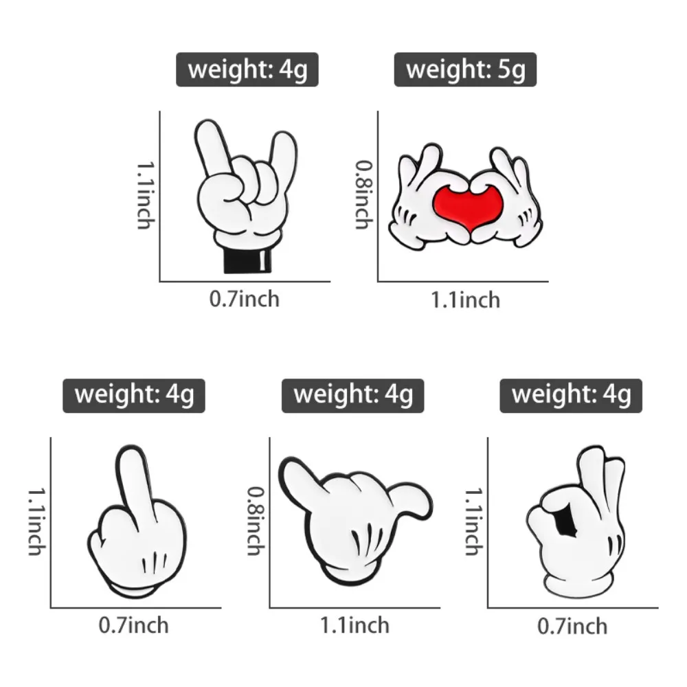 Cartoon Finger Gesture Love You Enamel Pins Creative Metal Decoration Brooch Lapel Badge Clothes Backpack Accessory for Friends thumbnail 6