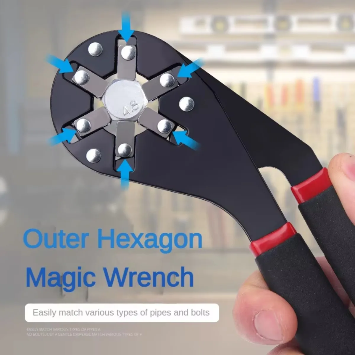 6/8 Inch Magic Wrench Household Maintenance Adjustable Twisting Hand Clamping Socket Outer Hexagonal Multifunctional Tool thumbnail 2
