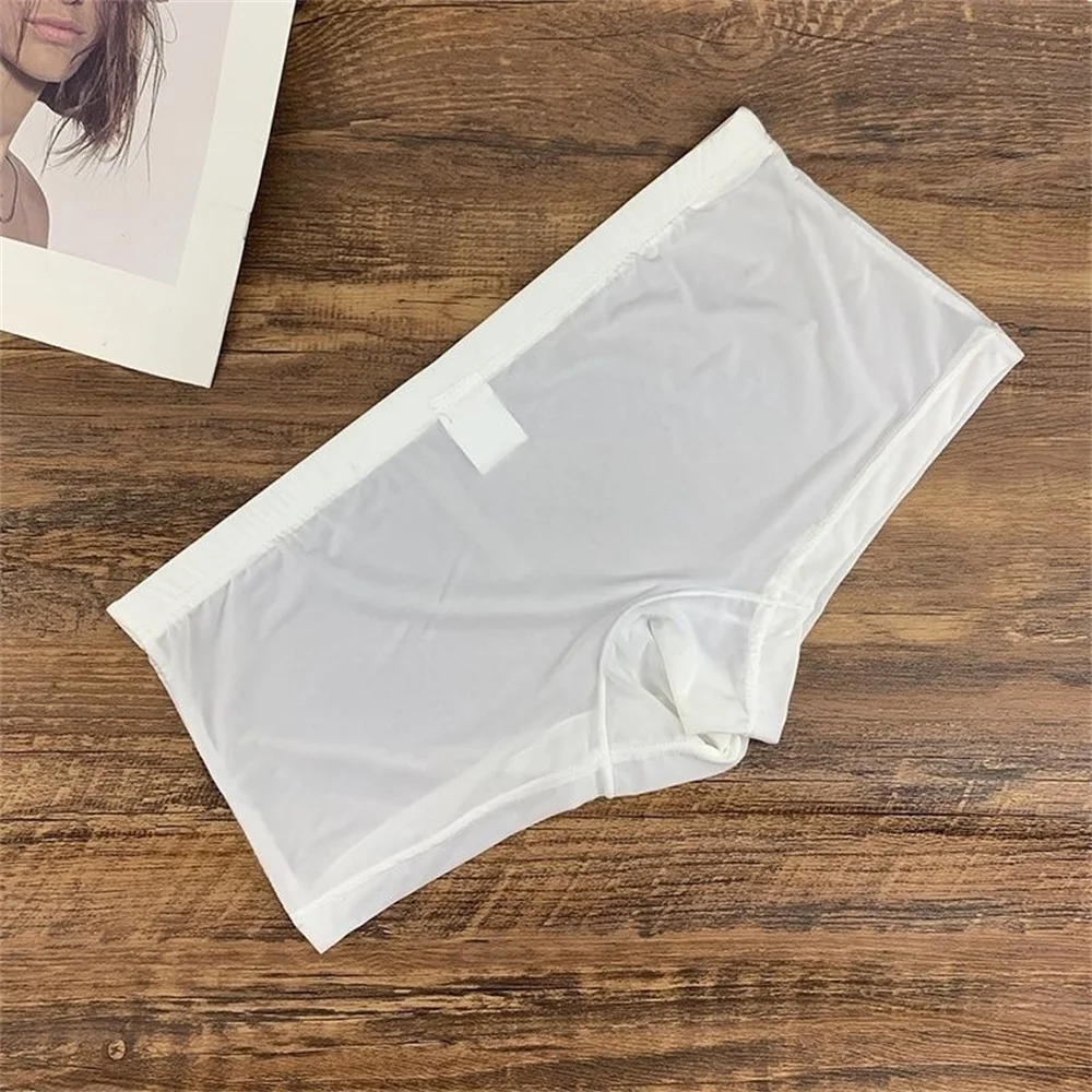 Ultra Thin Nylon Boxers Man Ice Silk Shorts Low Waist Underwear Breathable Plus Size Male Trunks M-XXL thumbnail 2