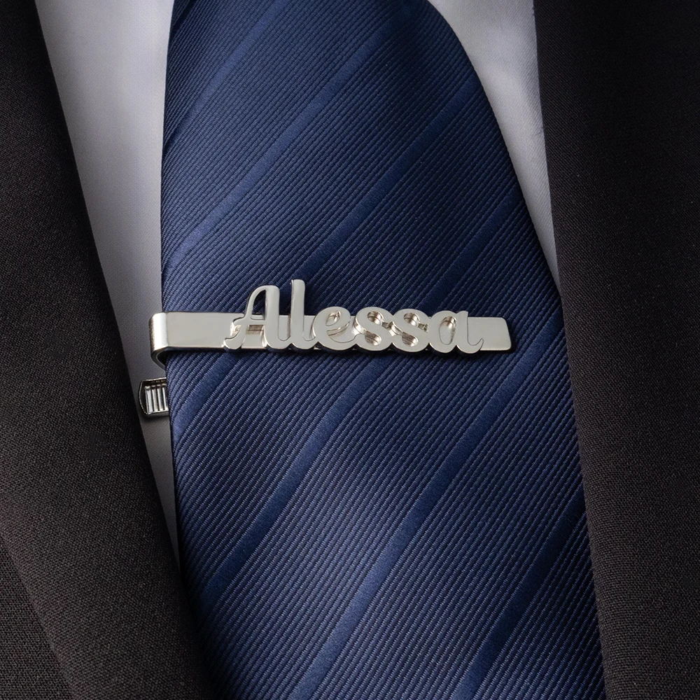 Personalized Men's Suit Accessories Custom Name Stainless Steel Tie Clip Wedding Jewelry Tie Accessories Men's Gift thumbnail 2