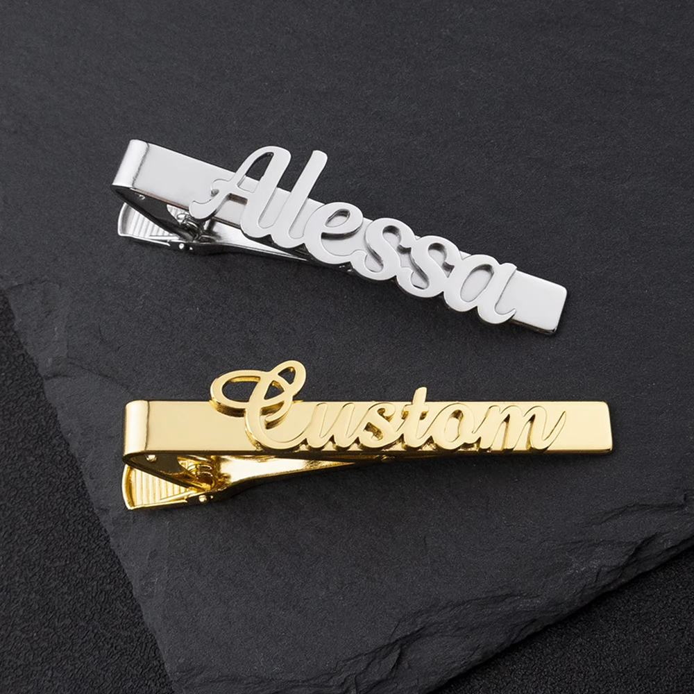 Personalized Men's Suit Accessories Custom Name Stainless Steel Tie Clip Wedding Jewelry Tie Accessories Men's Gift thumbnail 4