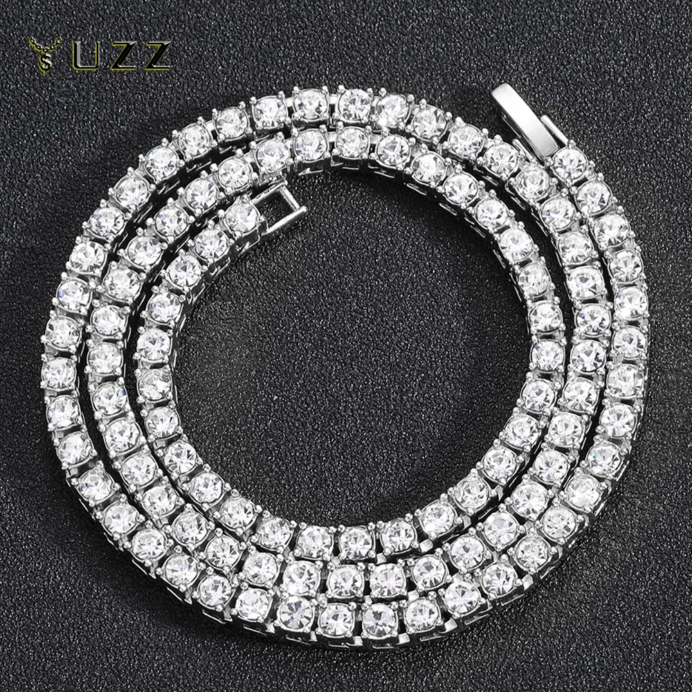 Hip Hop 5MM Tennis Chain Iced Out Bracelet Necklace Men Fashion Silver Color Tennis Jewelry Chains Women 20inch Choker Punk Gift