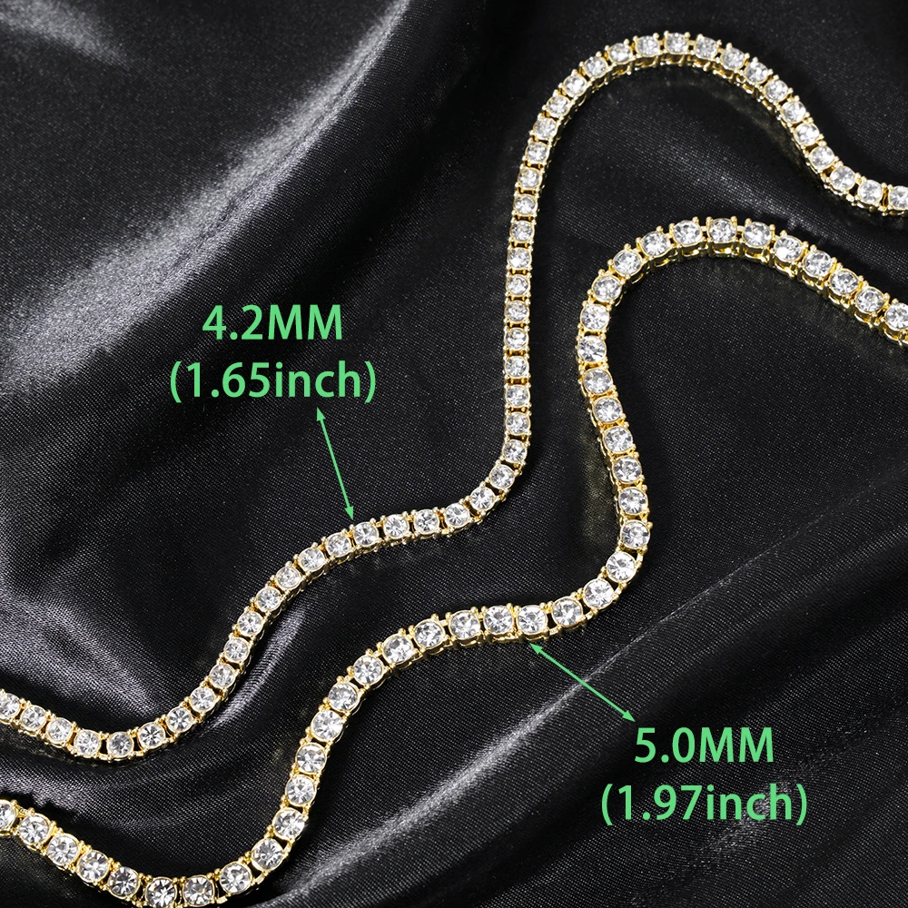 Hip Hop 5MM Tennis Chain Iced Out Bracelet Necklace Men Fashion Silver Color Tennis Jewelry Chains Women 20inch Choker Punk Gift thumbnail 2