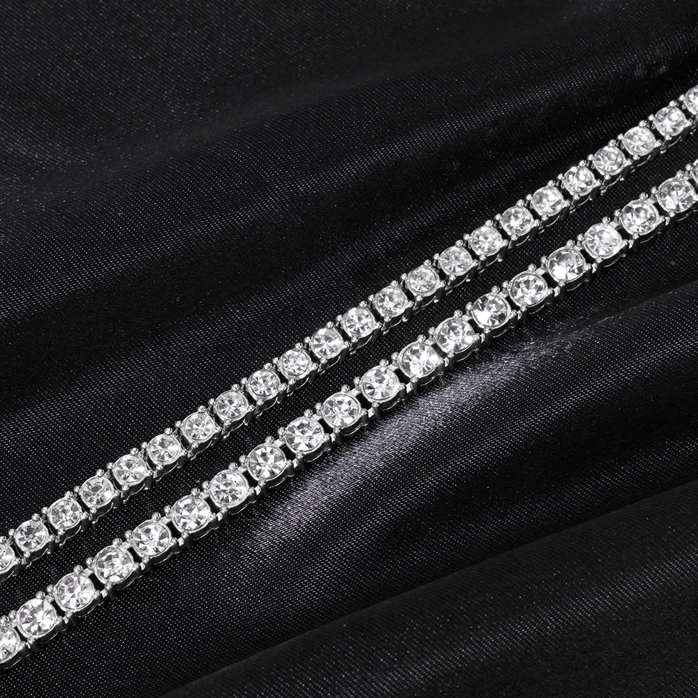 Hip Hop 5MM Tennis Chain Iced Out Bracelet Necklace Men Fashion Silver Color Tennis Jewelry Chains Women 20inch Choker Punk Gift thumbnail 3