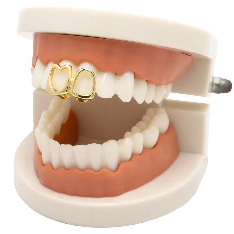 Hip Hop 6/6 Teeth Grills Hip Hop 14K Gold Plated Tooth Caps Decor Braces Punk Cosplay Party Braces For Fashion Women Men Jewelry thumbnail 5