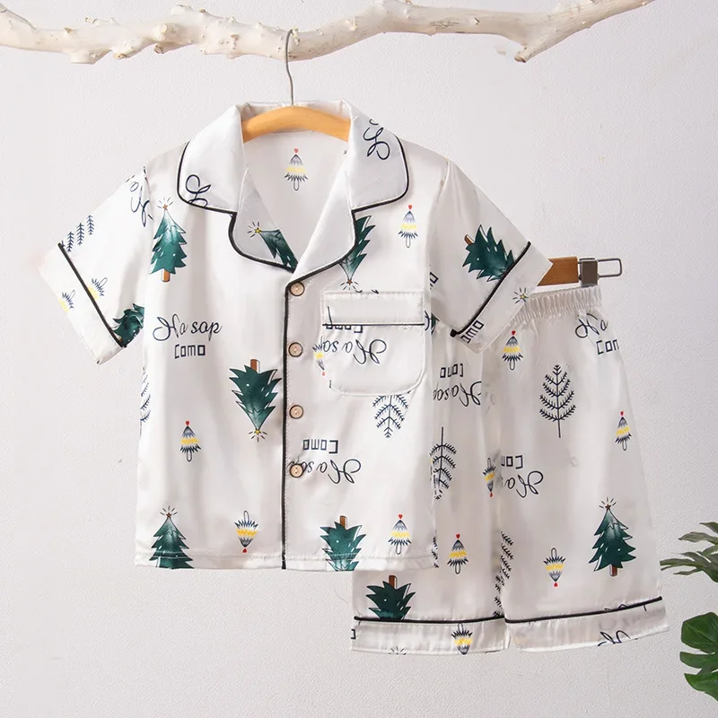 Children's Home Clothes Summer Thin Section Boys And Girls Short Sleeves Seven Point Pants Air Conditioning Clothes 3-8 Children thumbnail 3