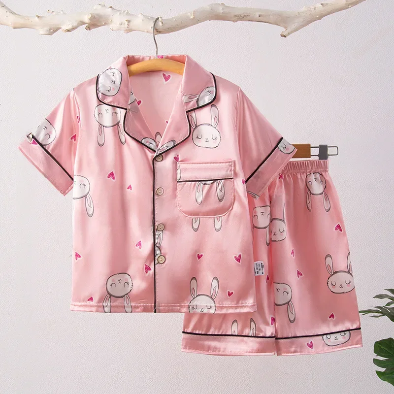 Children's Home Clothes Summer Thin Section Boys And Girls Short Sleeves Seven Point Pants Air Conditioning Clothes 3-8 Children thumbnail 4