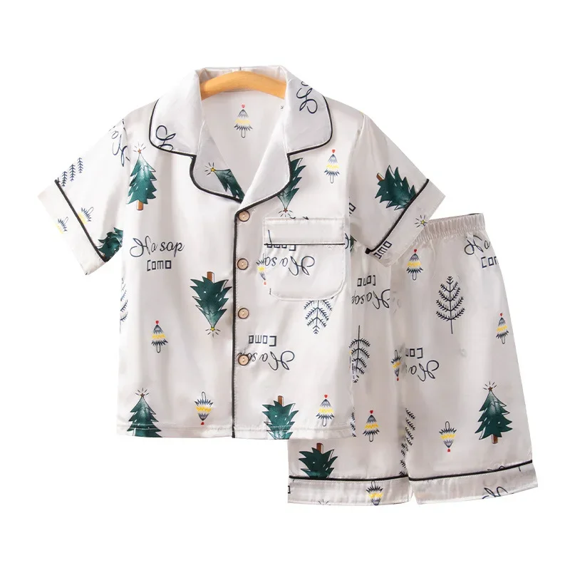 Children's Home Clothes Summer Thin Section Boys And Girls Short Sleeves Seven Point Pants Air Conditioning Clothes 3-8 Children thumbnail 5
