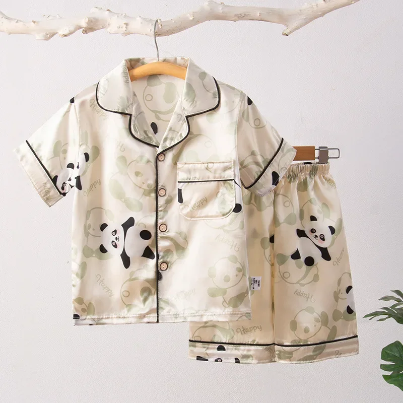Children's Home Clothes Summer Thin Section Boys And Girls Short Sleeves Seven Point Pants Air Conditioning Clothes 3-8 Children thumbnail 2