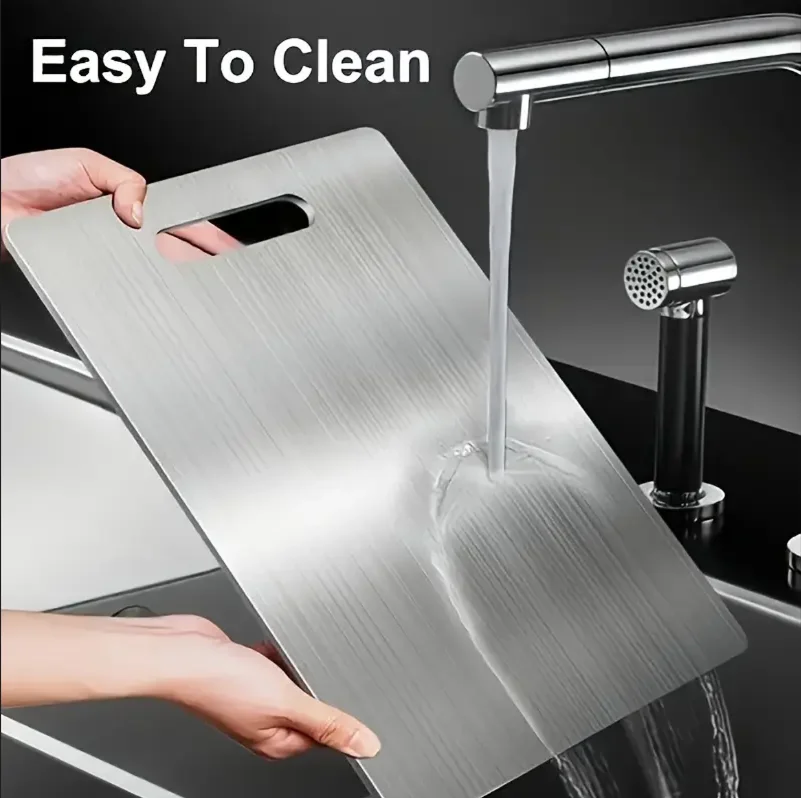 Titanium Cutting Boards for Kitchen Stainless Board 304 Steel Thickened Double Sided Food Grade Portable Fruit Meat Chopping
