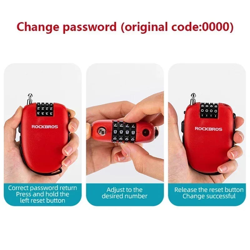 Bicycle Anti-theft Cable Motorcycle Helmet Wire Lock BMX Scooter Security Padlock Accessories Portable Combination Bike Lock thumbnail 6