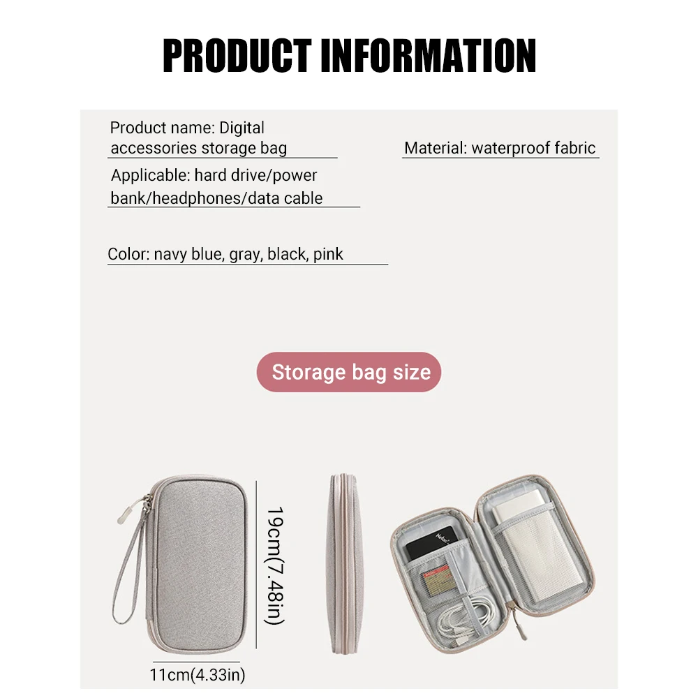 Travel Portable Digital Accessories Storage Bag Organizer of Mobile Phone Bag U Disk Charging Bank Mobile Data Cable Storage Bag thumbnail 5